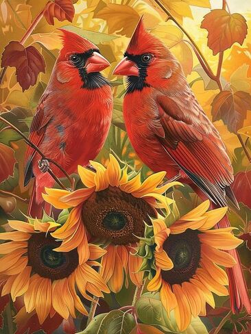 VAIIEYO 5D DIY Diamond Art Kits for Adults Red Bird, Diamond Painting Animal, Paint by Numbers Full Drill Round Rhinestone Craft Canvas for Home Wall Decor Gift 12x16 inch-21 in Saudi Arabia
