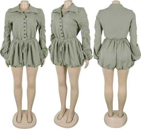Mandonce One Phesuits Buttuits Long Sleeve Button أسفل القميص شورتات البضائع عالية الخصر مع البضائع الطالبة in Kuwait