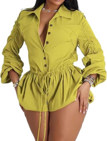 Mandonce One Phesuits Buttuits Long Sleeve Button أسفل القميص شورتات البضائع عالية الخصر مع البضائع الطالبة in Kuwait