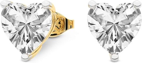 The Diamond Deal IGI Certified 1.00 to 5.00 Carat Heart Shape Lab-Grown Diamond 3-Prong Stud Earrings in 14k Yellow, White or Rose Gold With Push Back Closure in Kuwait