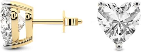 The Diamond Deal IGI Certified 1.00 to 5.00 Carat Heart Shape Lab-Grown Diamond 3-Prong Stud Earrings in 14k Yellow, White or Rose Gold With Push Back Closure in Kuwait