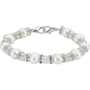PH Pandahall Freshwater Pearl Bracelets 7 بوصة تنبيه طبي معرف سوار قابلة للتبديل 8 مم أساور حبة زجاجية مزرعة مع حبات الراين للنساء أساور المجوهرات in Saudi Arabia