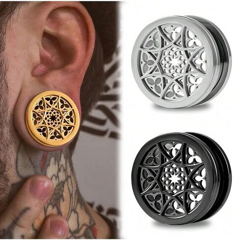 Ear Tunnels Plugs 316 Stainless Steel Ear Gauges Hypoallergenic Earrings Expander Stretcher Piercing Body Jewelry 2PCS in Saudi Arabia