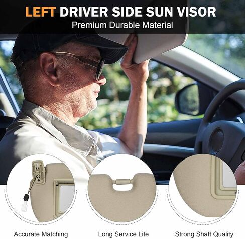 Sun Visor مع الضوء المناوب لـ Kia Sportage 2005-2010 جانب السائق الأيسر Sunvisor استبدال 85202-1f090ez ، beige in Kuwait