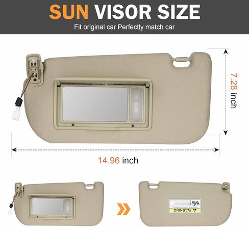 Sun Visor مع الضوء المناوب لـ Kia Sportage 2005-2010 جانب السائق الأيسر Sunvisor استبدال 85202-1f090ez ، beige in Kuwait