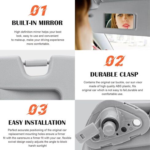 Gray Driver Gray Side Side Sun Visor Placent متوافق مع 2006 2007 2008 2008 2010 2011 Honda Civic Ex Lx Sedan Si Coupe استبدال 83280-SNA-A01ZA in Saudi Arabia