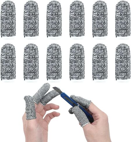 New Reusable Finger Sleeve Protectors Anti-Slip Cut Resistant Finger Cots, 12 Pack 5 Level Thumb Fingertips Protection Cots Protectors Guards Glove Life Extender Finger Covers for Kitchen Work Cuts in Saudi Arabia