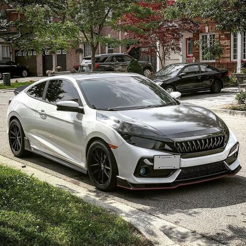 شبكة رياضية أمريكية معدلة مع شبكة فولاذية متوافقة مع سيارات هوندا سيفيك سيدان 2016 إلى 2021، هاتشباك، موديلات FK8، أسود لامع in Kuwait