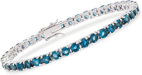 روس سايمونز 12.00 CT. T.W. سوار التنس بلو توباز الأزرق في الفضة الاسترليني. 7 بوصات in Saudi Arabia