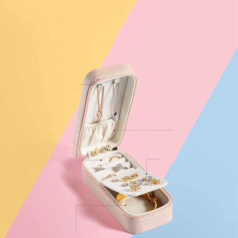 Girls Jewelry Box Jewelry Organizer Jewelry Cabinet Jewelry Box Portable Leather Priess European Korean Simple Small Mini Earrings Earrings Hand Jewelry Storage Box in Saudi Arabia