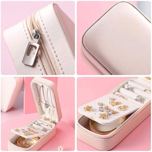 Girls Jewelry Box Jewelry Organizer Jewelry Cabinet Jewelry Box Portable Leather Priess European Korean Simple Small Mini Earrings Earrings Hand Jewelry Storage Box in Saudi Arabia
