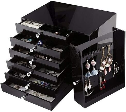 Jewelry Storage Box Gift for Women Jewellery Boxes for Women 6 Layers Large Capacity Jewellery Chest Velvet Jewellery Organiser for Ring Necklace Earring Watch New Year Presents in Saudi Arabia