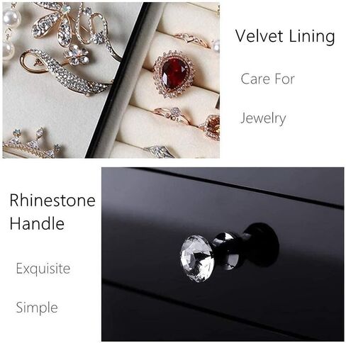 Jewelry Storage Box Gift for Women Jewellery Boxes for Women 6 Layers Large Capacity Jewellery Chest Velvet Jewellery Organiser for Ring Necklace Earring Watch New Year Presents in Saudi Arabia