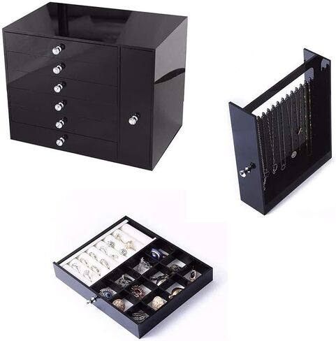 Jewelry Storage Box Gift for Women Jewellery Boxes for Women 6 Layers Large Capacity Jewellery Chest Velvet Jewellery Organiser for Ring Necklace Earring Watch New Year Presents in Saudi Arabia
