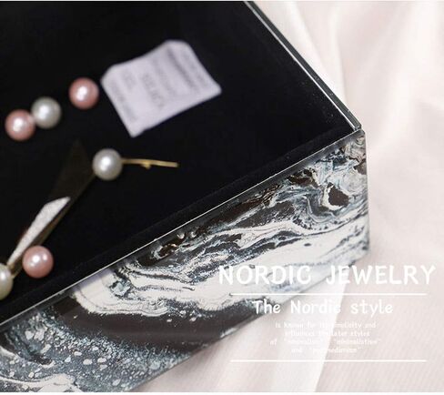 Gift for Women Jewelry Boxes Jewellery Boxes Modern Marble Lookli Jewelry Display Case Light Luxury Flannel Storage Box for Ring Necklace Earrings New Year Presents in Saudi Arabia