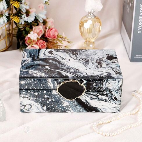 Gift for Women Jewelry Boxes Jewellery Boxes Modern Marble Lookli Jewelry Display Case Light Luxury Flannel Storage Box for Ring Necklace Earrings New Year Presents in Saudi Arabia