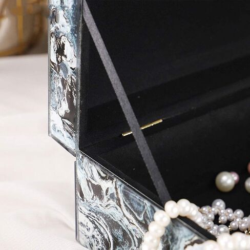 Gift for Women Jewelry Boxes Jewellery Boxes Modern Marble Lookli Jewelry Display Case Light Luxury Flannel Storage Box for Ring Necklace Earrings New Year Presents in Saudi Arabia