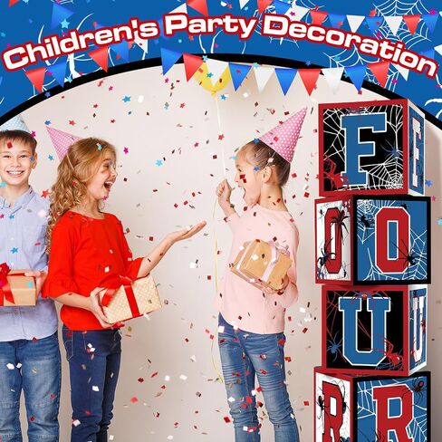 3 Pcs Spider 1st Birthday Decorations Spider Theme Balloon Boxes ONE Baby Letter Box Theme One Blocks for First Birthday for Boy First Birthday Party Decorations Backdrop Photoshoot Props in Kuwait