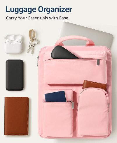 Over Luggage Organizer Bag for Suitcase with Multi Pockets, 16" Laptop Bag with Handle, Portable Travel Organizer Bags for Luggage with Adjustable Straps, Tote Carry Bag for Men Women(Black) in Kuwait
