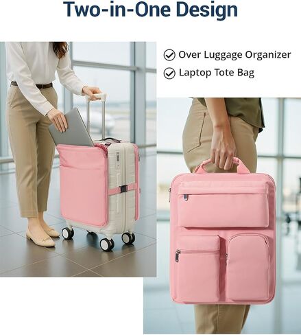 Over Luggage Organizer Bag for Suitcase with Multi Pockets, 16" Laptop Bag with Handle, Portable Travel Organizer Bags for Luggage with Adjustable Straps, Tote Carry Bag for Men Women(Black) in Kuwait