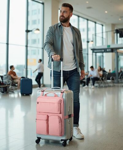 Over Luggage Organizer Bag for Suitcase with Multi Pockets, 16" Laptop Bag with Handle, Portable Travel Organizer Bags for Luggage with Adjustable Straps, Tote Carry Bag for Men Women(Black) in Kuwait