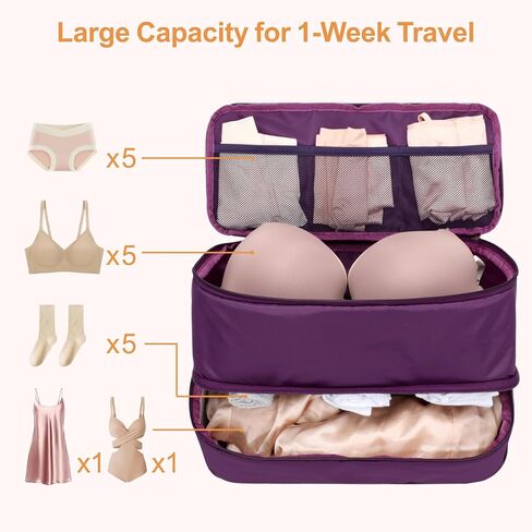حقيبة منظمات Cambond Travel Intelf Organizer-4 في 1 منظم صدرية خفيفة الوزن ، مكعبات تعبئة الضغط القابلة للتوسيع القابلة للتوسيع القابلة للتوسيع ، منظمي تعبئة السفر ، حقيبة تخزين الملابس الداخلية للنساء in Kuwait