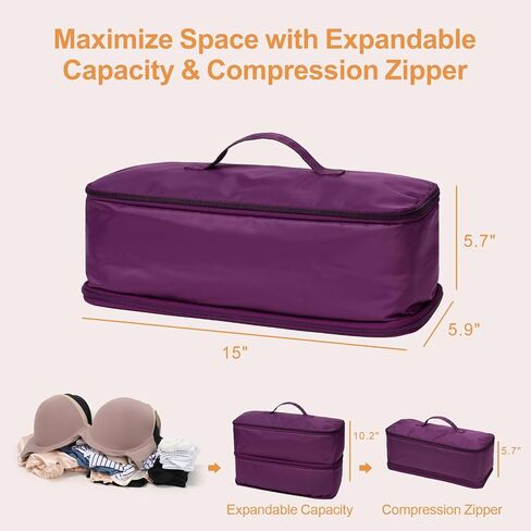 حقيبة منظمات Cambond Travel Intelf Organizer-4 في 1 منظم صدرية خفيفة الوزن ، مكعبات تعبئة الضغط القابلة للتوسيع القابلة للتوسيع القابلة للتوسيع ، منظمي تعبئة السفر ، حقيبة تخزين الملابس الداخلية للنساء in Kuwait