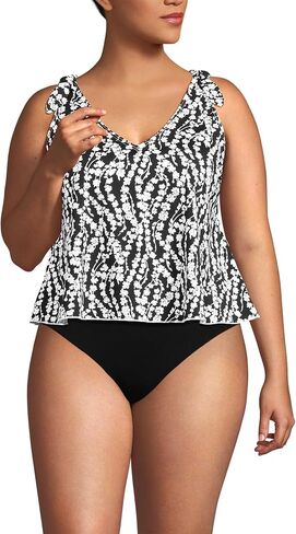 Lands' End Women's Plus Size DD-Cup Tie Shoulder Flutter Tankini Top in Saudi Arabia