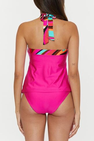 Trina Turk Women's Swoop Reversible High Neck Tankini, Adjustable, Tie Back, Swimsuit Tops in Saudi Arabia
