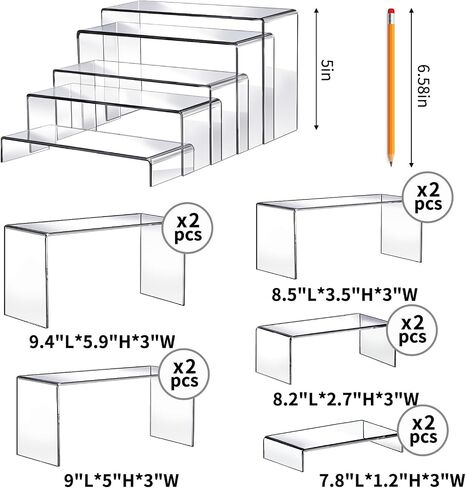 Fixwal 10pcs 2 مجموعة من الناهدات الأكريليك للعرض منظم العطور الصافية يقف صناديق عرض الأكريليك لأرقام العرض والكب كيك والمجوهرات والألعاب والعطور والمزيد (حجم كبير) in Kuwait