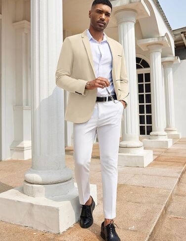 COOFANDY Men's Casual Blazers Sport Coats Slim Fit Cotton Sport Jackets 1 Button Lightweight Suit Jackets, Beige, 3X-Large in Saudi Arabia