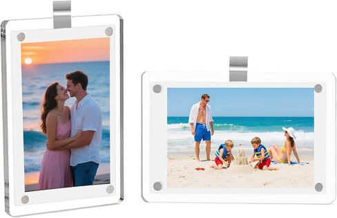 2Pcs Car Picture Holder,Acrylic Magnetic Photo Car Visor Clip,Sun Visor Picture Clip,Personalized Car Picture Frame For Family Or Personal Photos in Saudi Arabia