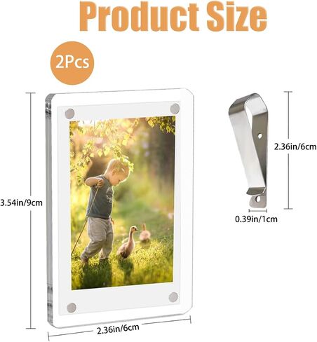 2Pcs Car Picture Holder,Acrylic Magnetic Photo Car Visor Clip,Sun Visor Picture Clip,Personalized Car Picture Frame For Family Or Personal Photos in Saudi Arabia