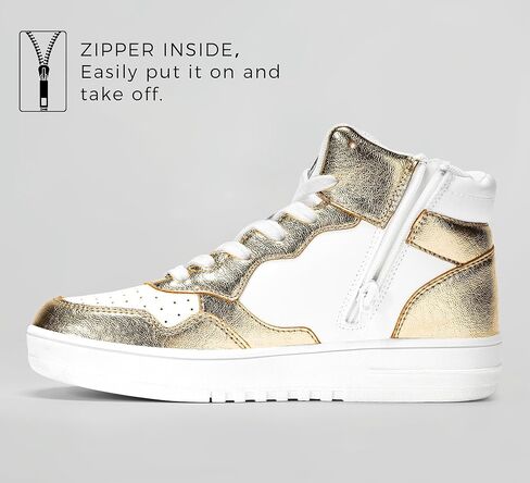 LUCKY STEP Women's High Top Platform Sneakers Tennis Shoes Zipper Ankle Booties Soft Pu Leather Fashion Sneakers in Kuwait