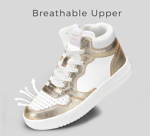 LUCKY STEP Women's High Top Platform Sneakers Tennis Shoes Zipper Ankle Booties Soft Pu Leather Fashion Sneakers in Kuwait