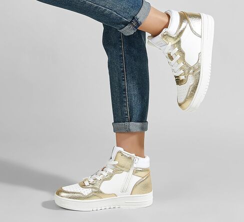 LUCKY STEP Women's High Top Platform Sneakers Tennis Shoes Zipper Ankle Booties Soft Pu Leather Fashion Sneakers in Kuwait