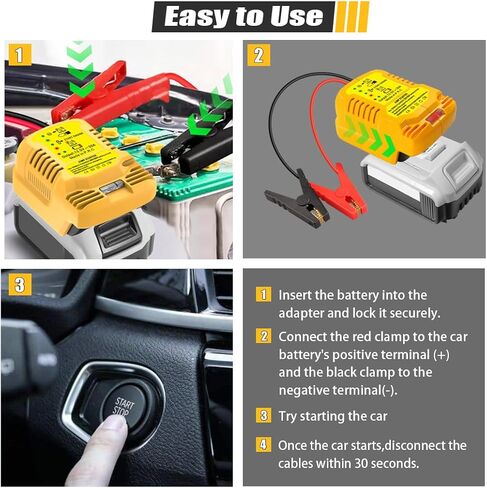 Car Jump Starter Adapter for Dewalt 20V/60V MAX - 11AWG Heavy Duty Booster Cable for 3.5L Vehicles (Battery Not Included)​​ in Saudi Arabia