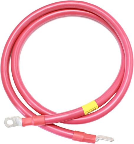 Exell Battery 1/0 Interconnecting Copper Cable, 6-inch Length with 3/8-inch Lugs, Red in Saudi Arabia