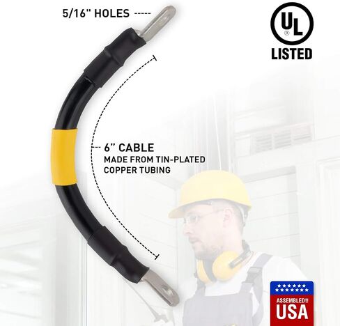 Exell Battery 1/0 Interconnecting Copper Cable, 6-inch Length with 3/8-inch Lugs, Red in Saudi Arabia