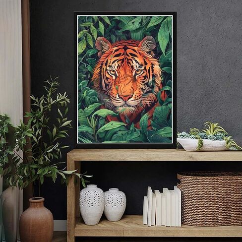 VAIIEYO 5D الماس مجموعات الفن للبالغين النمر، الماس اللوحة الحيوان، الطلاء بالأرقام الحفر الكامل جولة حجر الراين الحرفية قماش للمنزل جدار ديكور هدية 12x16 بوصة-23 in Kuwait