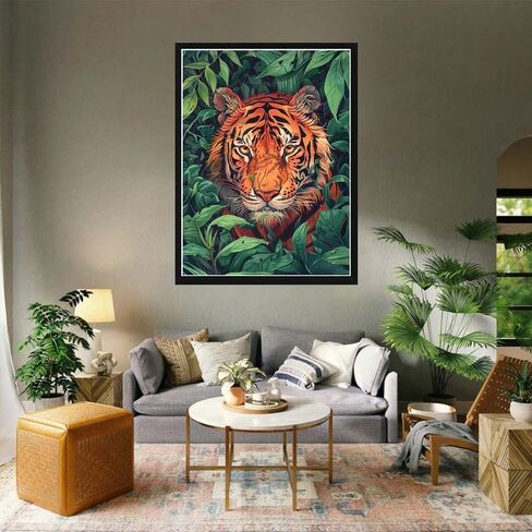 VAIIEYO 5D الماس مجموعات الفن للبالغين النمر، الماس اللوحة الحيوان، الطلاء بالأرقام الحفر الكامل جولة حجر الراين الحرفية قماش للمنزل جدار ديكور هدية 12x16 بوصة-23 in Kuwait