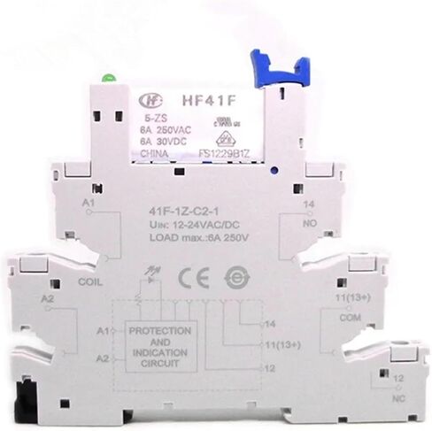 41F-1Z-C2-1 HF41F 5-ZS HF41F-12-ZS HF41F-24-ZS 5V 12V 24V 230V 6A 1CO Slim/SSR Relay Mount On Screw Socket with LED Wafer Relay(1Pcs HF41F-12V-ZS) in Saudi Arabia