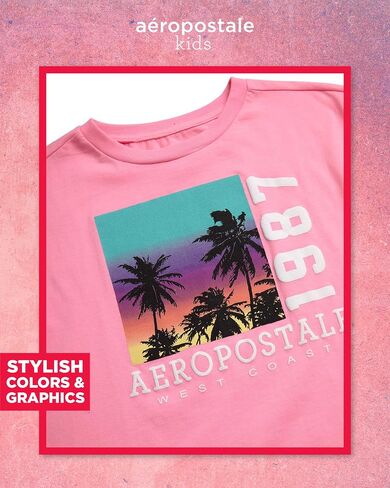 مجموعة شورتات Aeropostale Girls - 2 قطعة جيرسي الرسوم البيانية ، شورت الصوف ، شحنات سكوتر سكوت - الزي الصيفي للبنات (7-12) in Saudi Arabia