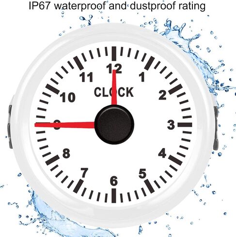 Clock Gauge Instrument 2in Universal Clock Gauge Instrument 0‑12 Hourmeter Red Backlight 12V/24V for Car Boat Yacht Motorcycle(White Dial White Frame) in Saudi Arabia