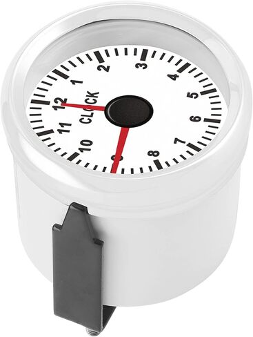 Clock Gauge Instrument 2in Universal Clock Gauge Instrument 0‑12 Hourmeter Red Backlight 12V/24V for Car Boat Yacht Motorcycle(White Dial White Frame) in Saudi Arabia