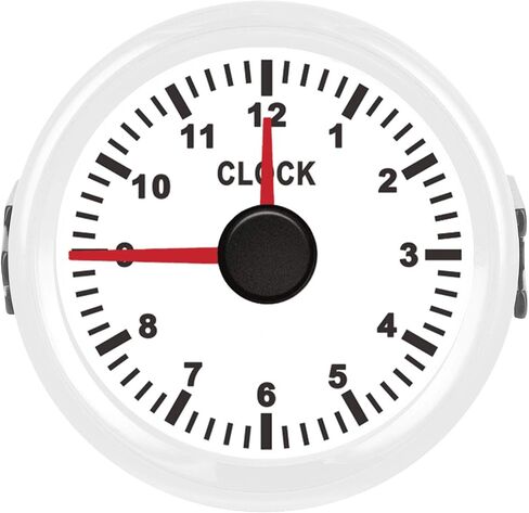 Clock Gauge Instrument 2in Universal Clock Gauge Instrument 0‑12 Hourmeter Red Backlight 12V/24V for Car Boat Yacht Motorcycle(White Dial White Frame) in Saudi Arabia