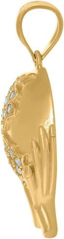 JewelryWeb 10K Gold Gold Mens CZ محاكاة الخريطة World Map Carm 26.1x15.2mm قلادة عريضة للرجال in Saudi Arabia