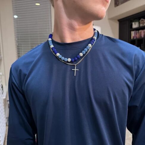 Philadelphia Phils Baseball Necklace For Men Women Baseballer Inspired Beaded Necklace Unisex Rhinestone Discoball Necklaces Jewelry-gift for baseball team lovers in Saudi Arabia