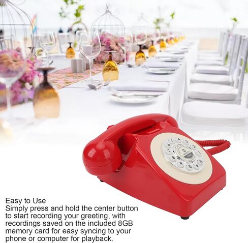 Pilipane Vintage Audio Guest Book Phone Retro Design Design Device Clear Sound Device for Wedding Birthday Party Party مع بطاقة ذاكرة بسعة 8 جيجابايت وبطارية 1200 مللي أمبير في الساعة (أسود) in Saudi Arabia