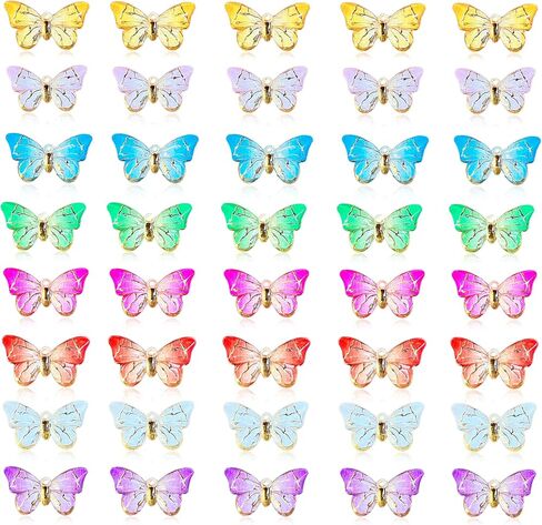 YUNXI 40 جهاز كمبيوتر شخصى الملونة فراشة سحر فراشة المعلقات فراشة مجوهرات المينا لأقراط أساور قلادة DIY حالة الهاتف مقطع الشعر الحرفية صنع المجوهرات in Kuwait